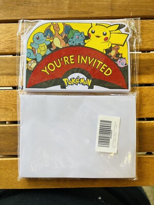 POKEMON Party Invitations Birthday cards You're Invited I Choose You 20 pcs Vntg