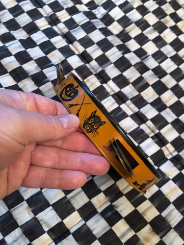 Vintage 1930's J Chein & Co tin litho witch on goose Halloween tambourine