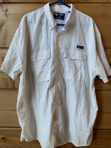 Spicy Tuna Vented Nylon Button Up White Fishing Shirt Mens Si...
