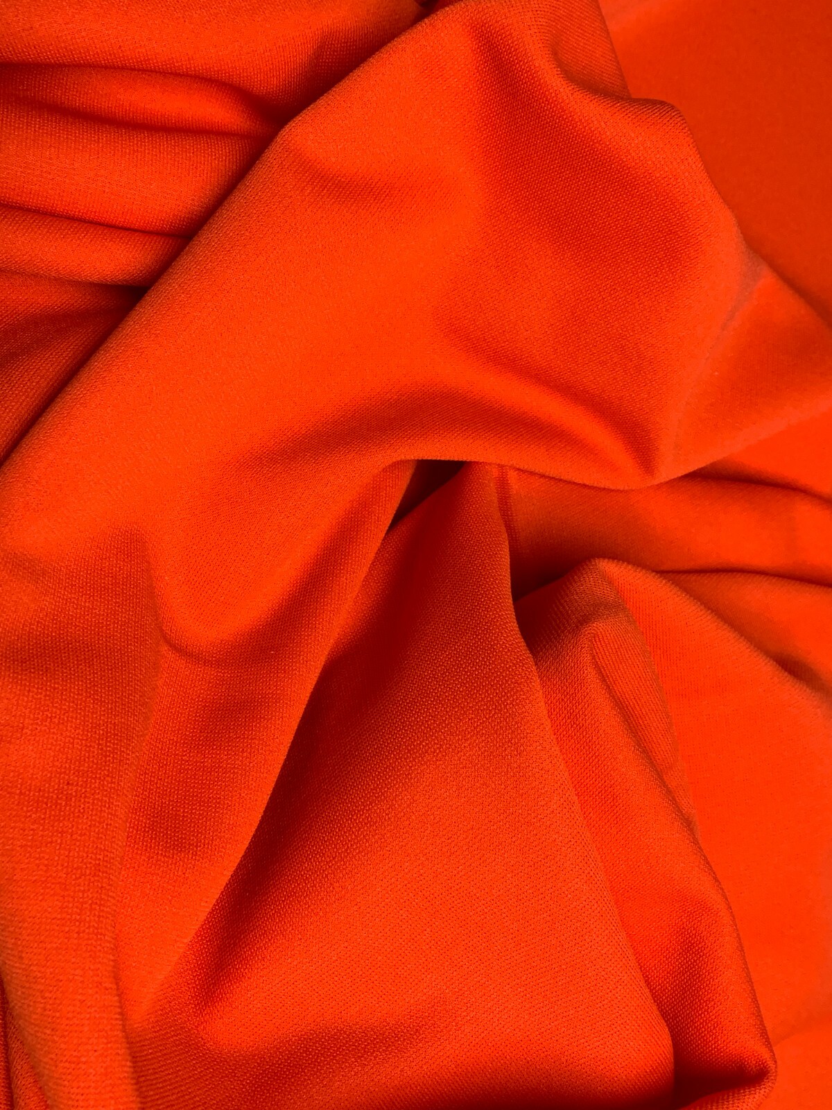 Orange Synthetic Knit 1970s Vintage Fabric Medium Weight 2 Way Moderate