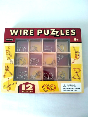 12 WIRE PUZZLES Brain Teaser Mind Game Metal IQ Test Magic Trick BOX Age 8+