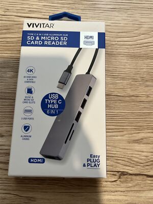 Vivitar Multi-Port USB Hub w SD, Micro SD & Compact Flash Card Reader NEW