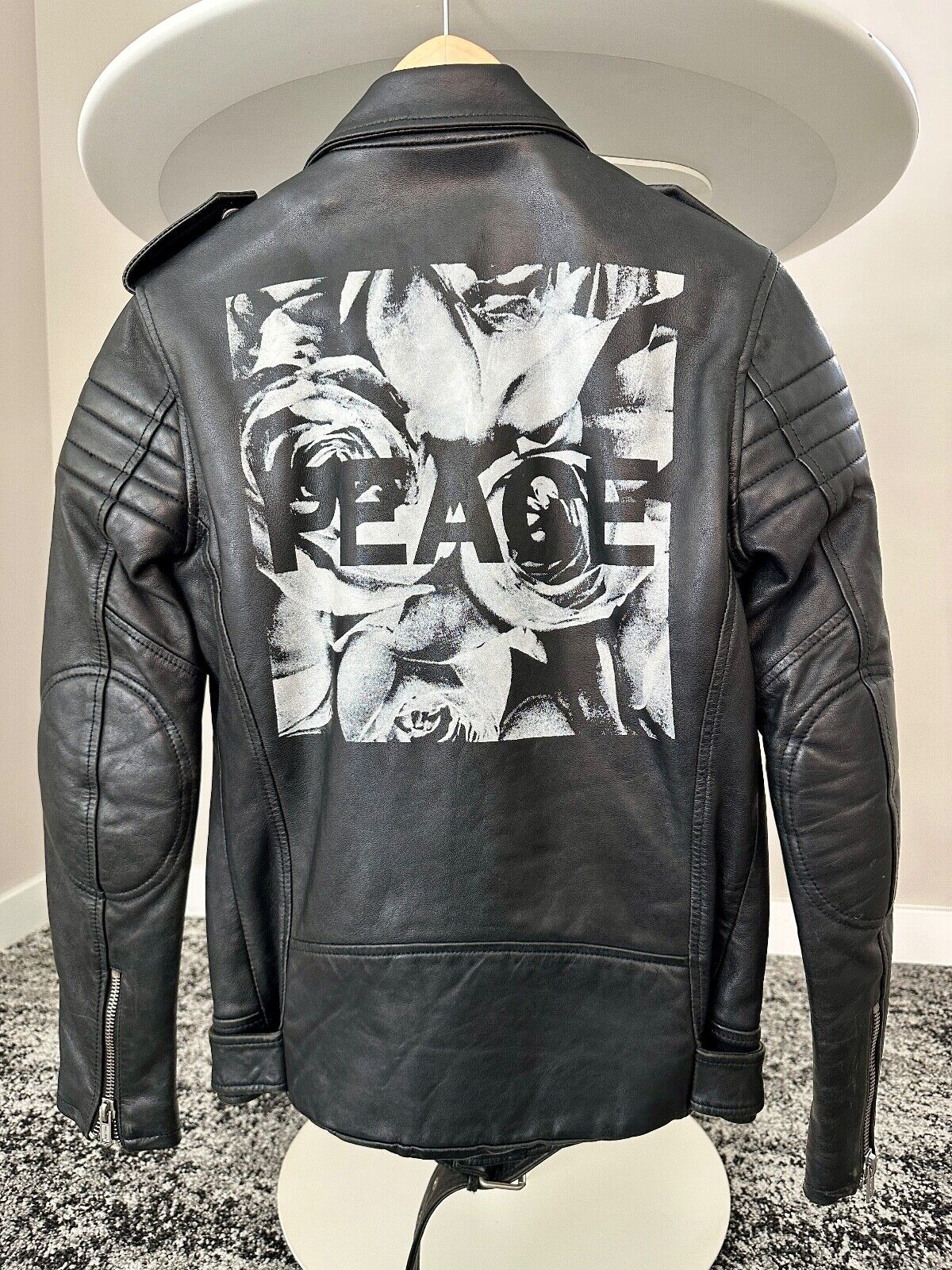 NWT • BLK DNM Designer Black Leather Moto Jacket w/ PEACE NWT • BLK DNM Designer Black Leather Moto Jacket w/ PEACE