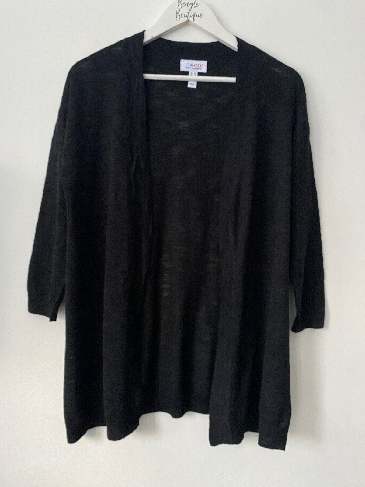 D&Co Slub Open Front Cardigan Black S, M Lightweight Knit - Picture 1 of 2