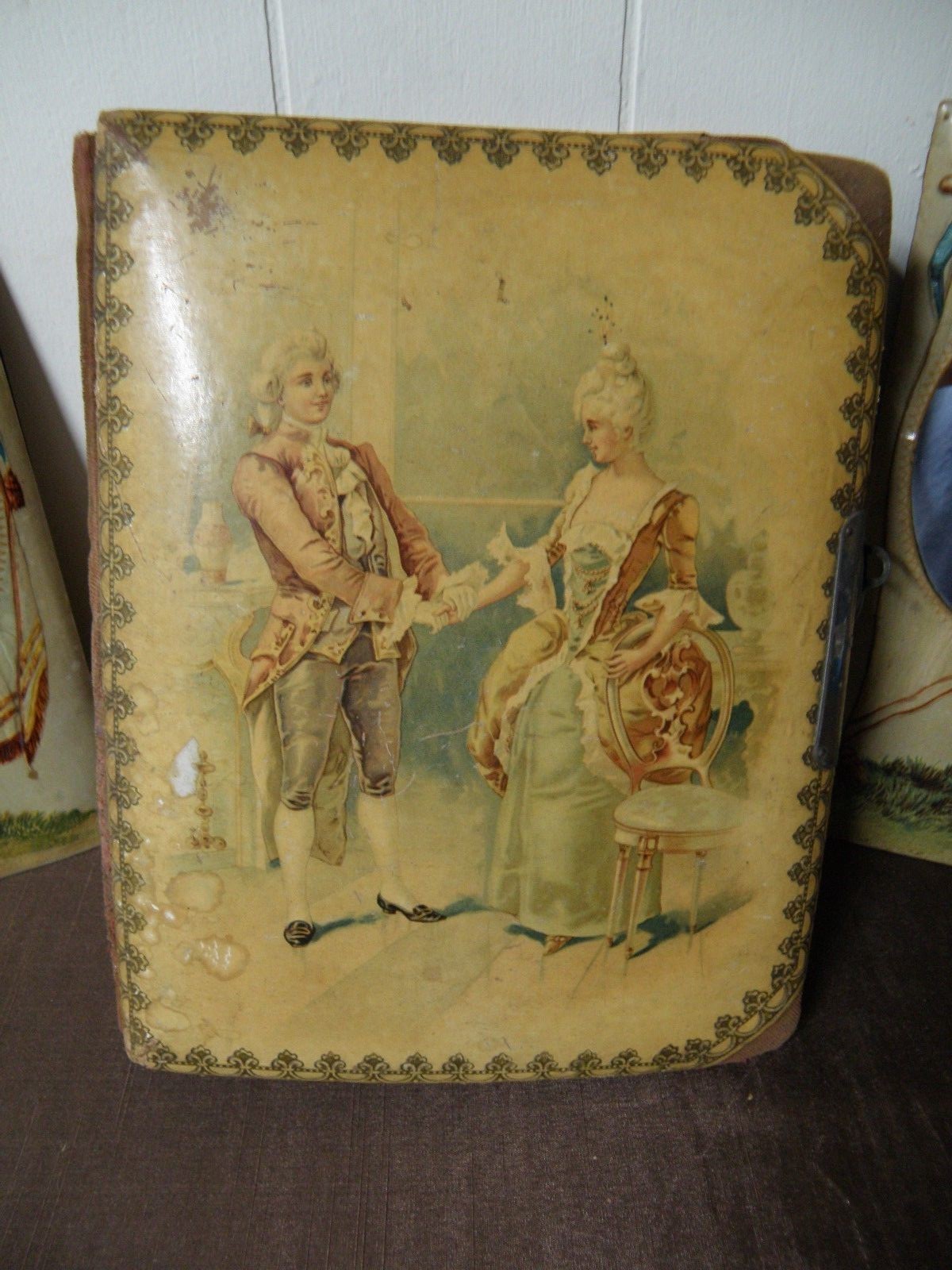 VINTAGE 1800's  PHOTO ALBUM  w/ PICTURE FRAME SIDE STANDING MIRRORS !!RARE!!