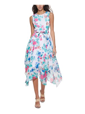 

CALVIN KLEIN Женское белое платье миди с поясом и подкладкой по низу, миниатюрные, Белый