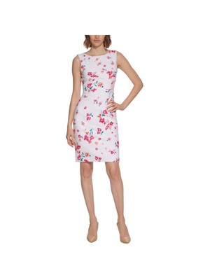 

CALVIN KLEIN Женское белое платье-футляр без рукавов выше колена на подкладке, Белый