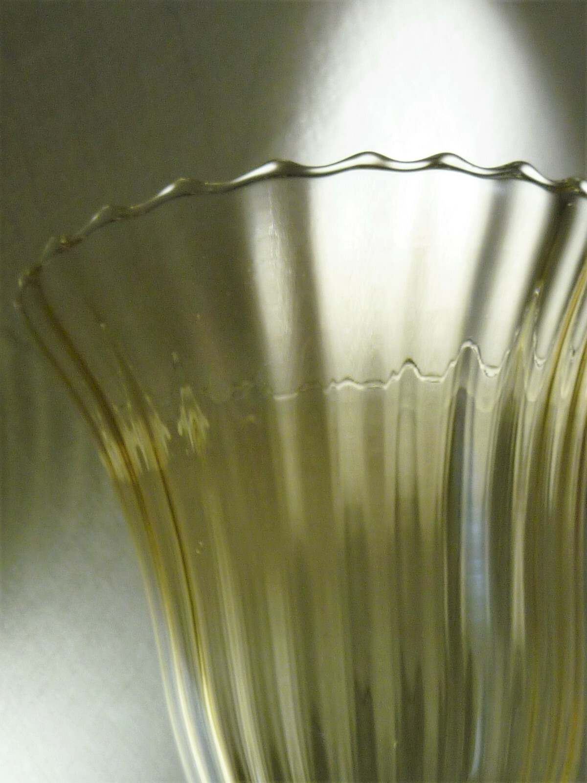 2 Vintage Amber Glass Light Shades Ribbed Delicate