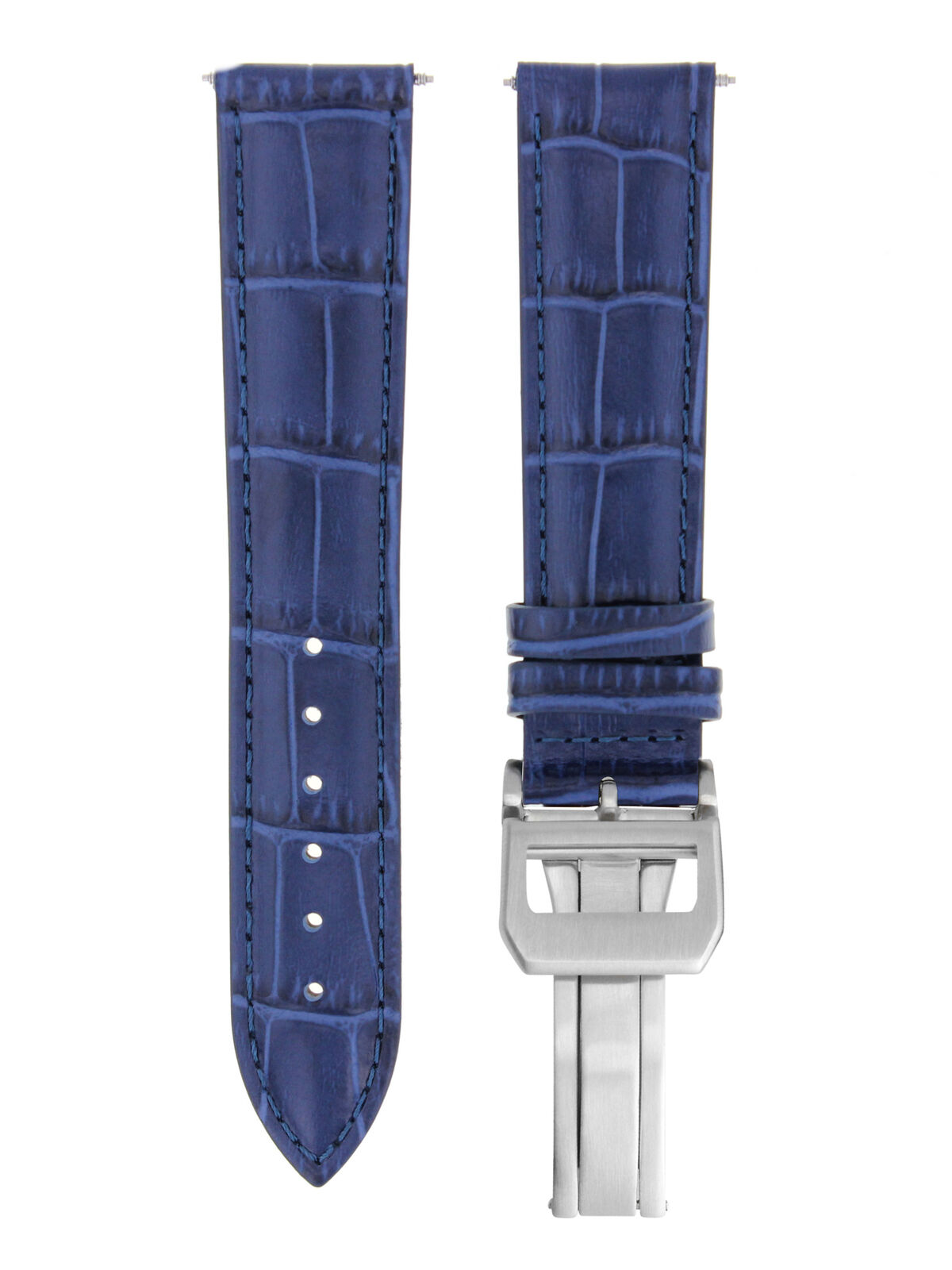 20MM LEATHER WATCH BAND STRAP FOR IWC PILOT PORTUGUESE TOP GUN DEPLOY CLASP BLUE