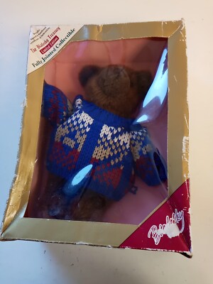 Vintage Bialosky Brown Bear Box Jointed Ltd Edition Chester Sweater Plush COA