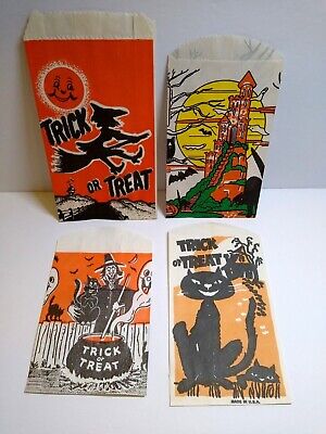 Halloween Candy Treat Bags Haunted House Witches Black Cats Cauldron Ghost Bats