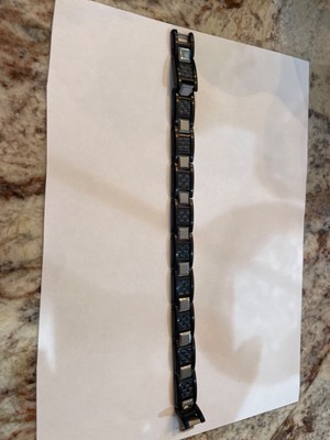 SHR Tungsten blue iridescent and black toned 8 inch bracelet stainless steal