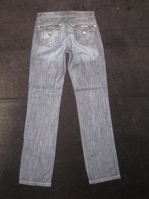Hudson Little Girls Straight Jeans Sz 14 Flap Pockets Dark Distressed Stretch