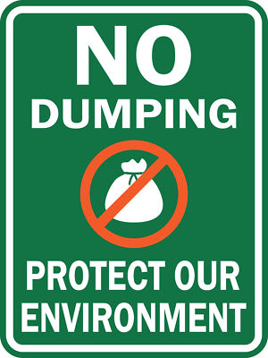 Portrait Round Plus No Dumping Protect Our Environment Wall or Door Sign