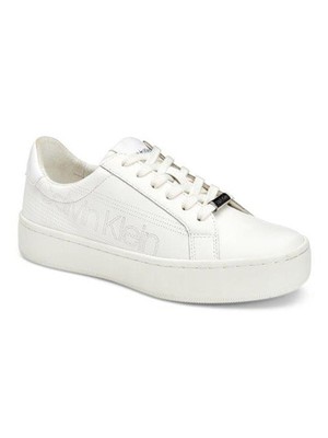 

CALVIN KLEIN Женские белые кожаные спортивные кроссовки Clarine с круглым носком на платформе, Белый, 34E6247