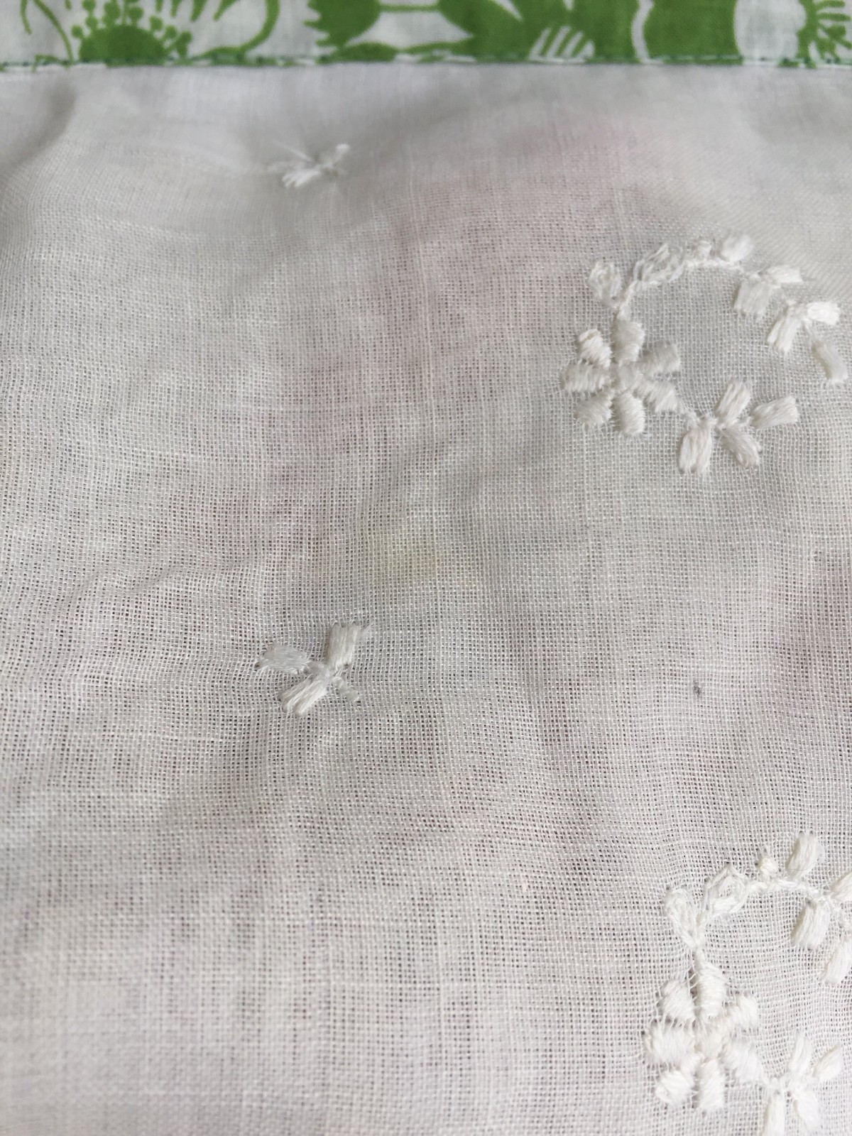 Vintage half Apron Green Floral Feed Sack Apron With Floral Embroidery Small