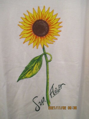 Vintage 1994 Women's Delta XL Preshrunk Cotton Sunflower T-Shirt Made in USA New