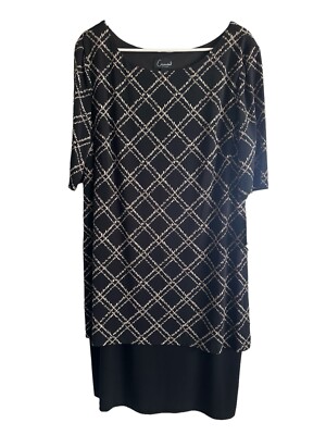  Women s Connected Apparel  Layered Dress Size 16, Black, Tan New With Tag