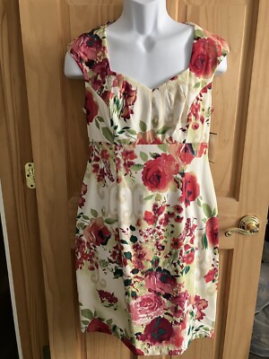 Connected Apparel Women s 12 Floral Sleeveless Sweetheart Neck Dress  NWT