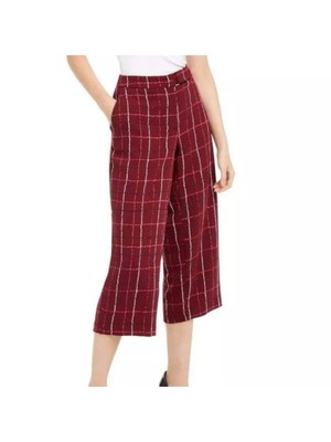 

Женские бордовые укороченные брюки с принтом и карманами на молнии ALFANI, Maroon, 100065178MS
