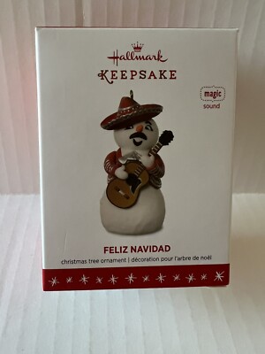 Hallmark 2016 FELIZ NAVIDAD Snowman Guitar Jose Feliciano Magic Sound NIB