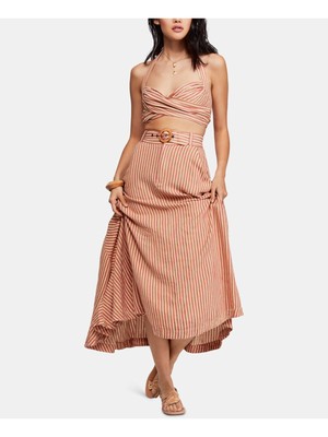 

Женский укороченный топ без рукавов в красную полоску FREE PEOPLE Размер, Красный