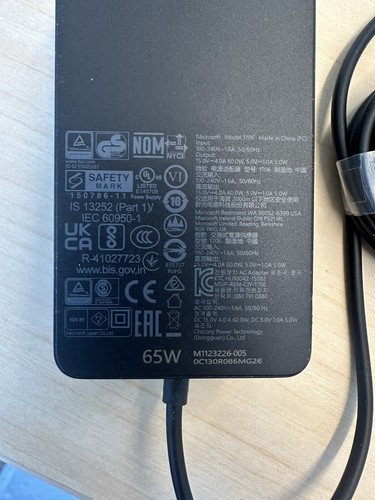 Microsoft Surface 65W Power Supply Pro Book Laptop Q4Q-00001 OEM 1706 Used