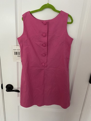NWT Rare Editions Pink Green Frog Embroidery Dress size 10.5 $32