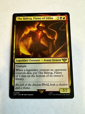 Magic The Gathering Non-foil Rare MTG Card: The Balrog Of Moria (0046)   Non-Foil Rare From LOTR Commander Set  Near Mint Condition Non-foil Balrog  0046
