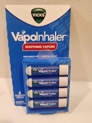 Vicks VapoInhaler Portable Nasal Inhaler Non-Medicated Soothing Vapors 4 Sticks