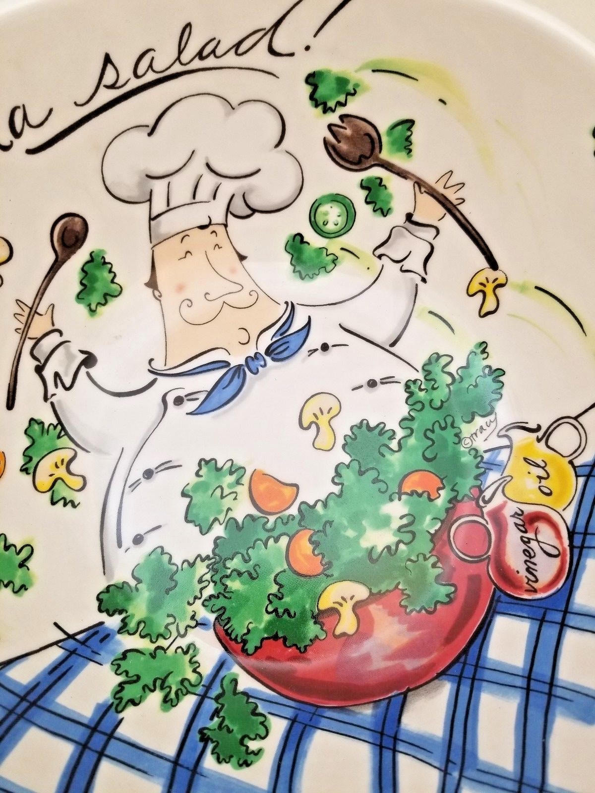 Fat Chef Salad Bowl By Mud Pie Signed