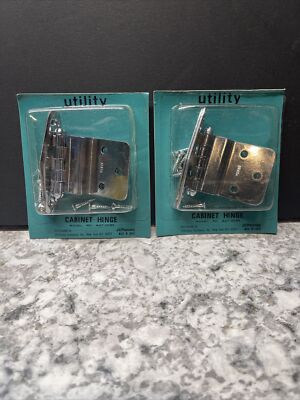 Set of 4 Vintage Chrome Mid Century Art Deco Cabinet Hinges NOS JC Penny