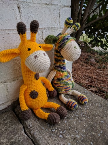 Crochet Giraffe Yellow/Brown Handmade Stuffed Toy Amigurumi Animals Giraffe