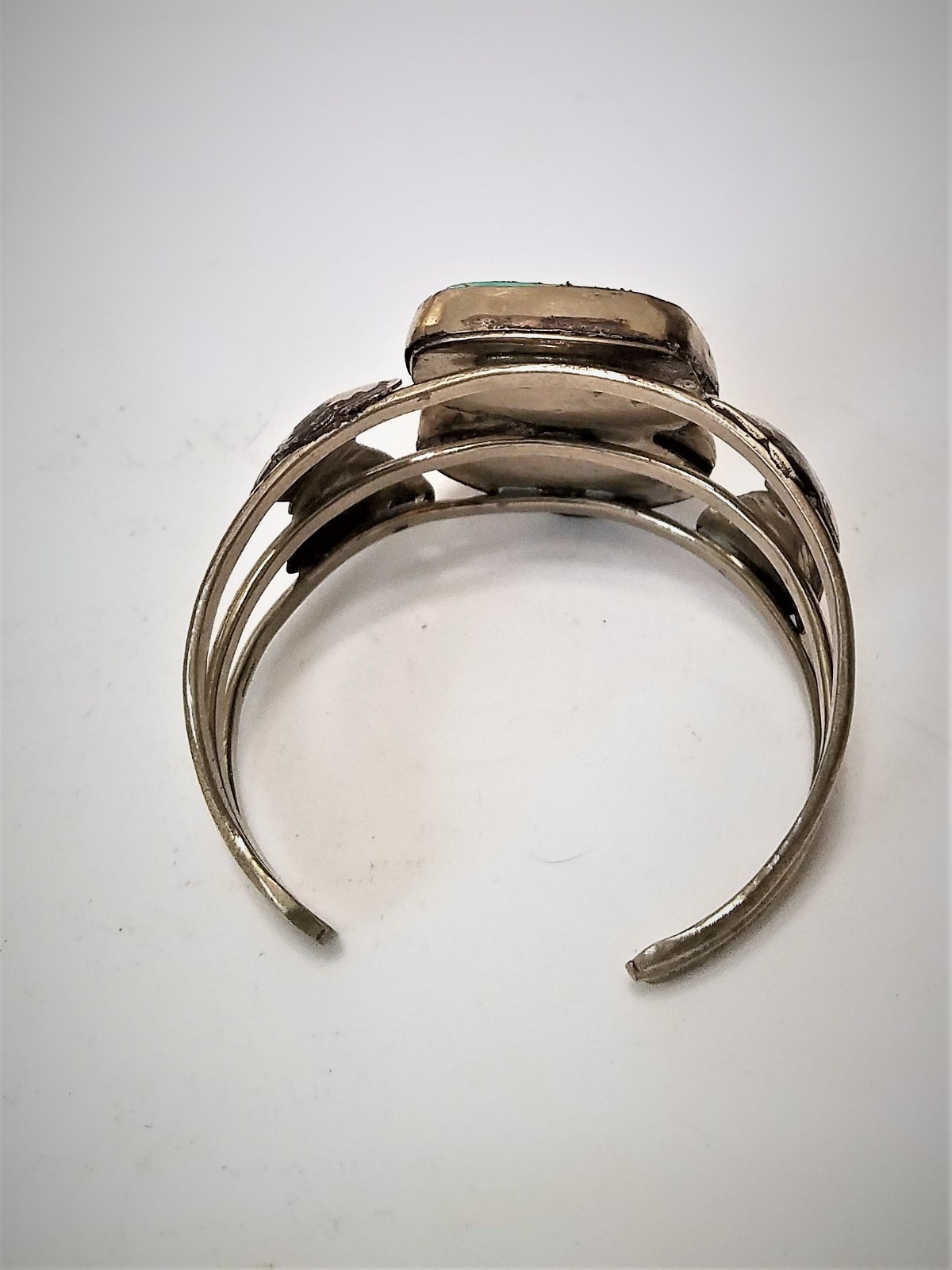 Antique American Southwest Tribal Artisan Huge Turquoise Silver Cuff Bracelet