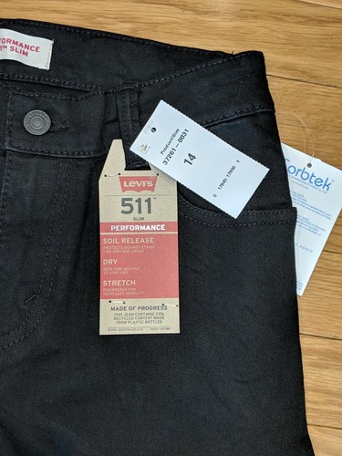 LEVI'S 511 Boys Slim Shorts Black Size 14 Reg Waist w 27