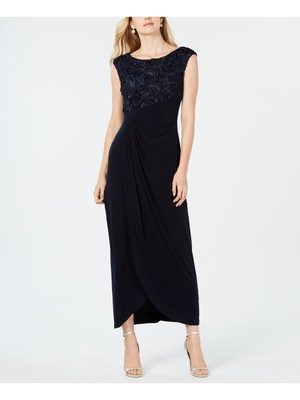 CONNECTED APPAREL Womens Navy Sleeveless Formal Faux Wrap Dress Petites 4P