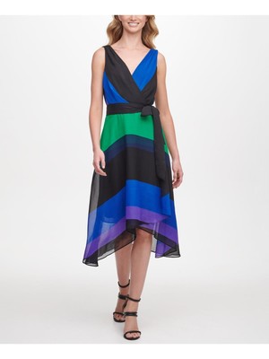 

Женское вечернее платье DKNY Black Tie с цветными блоками и вырезом с искусственным запахом, Черный