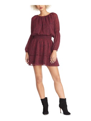 RACHEL ROY Womens Pink Long Sleeve Jewel Neck Above The Knee Dress XS