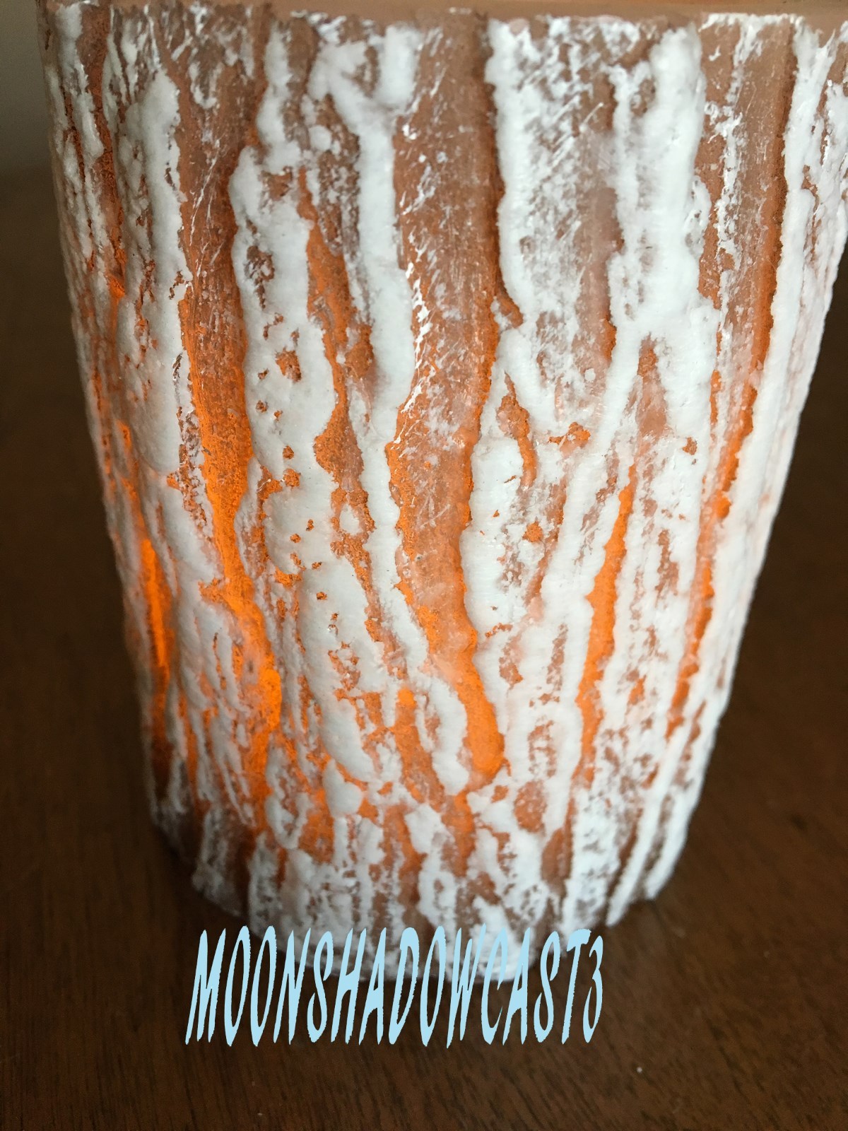 LOT OF 4 Xs LED CANDLE FAUX WOOD SNOW FROSTED 4