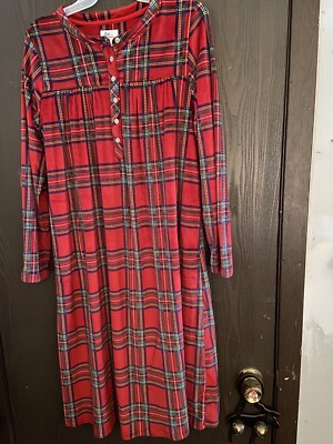 Aria Collection New Women's Junior's 6 Button Nightgown Red Plaid Size Small