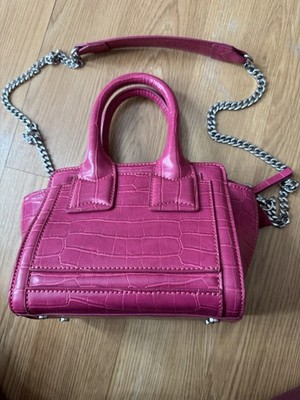 Zara Faux Croc Embossed Mini Tote Handbag Chain Strap Pink