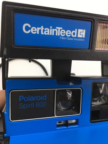 POLAROID SPIRIT 600 INSTANT CAMERA SUPER RARE BLUE PROMOTIONAL CERTAINTEED