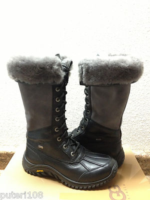 UGG ADIRONDACK II TALL BLACK GREY WATERPROOF Boot US 6 EU 37 UK 4.5 NIB eBay
