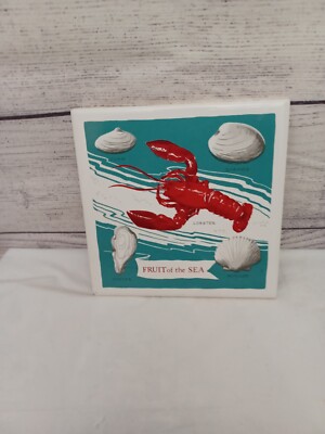 VTG Screen Craft Decorative Tile 6'' Ceramic Fruit of The Sea #620 Maine 1976
