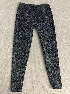 French Laundry Leggings Junior Girls Size XL Black Floral Patterned