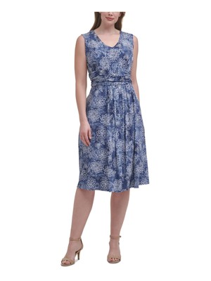 

Женское синее платье ниже колена JESSICA HOWARD с расклешенным принтом плюс, Синий