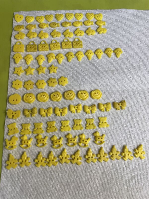 Vintage Yellow Plastic Doll Dress Sewing 2 Hole Buttons J-01