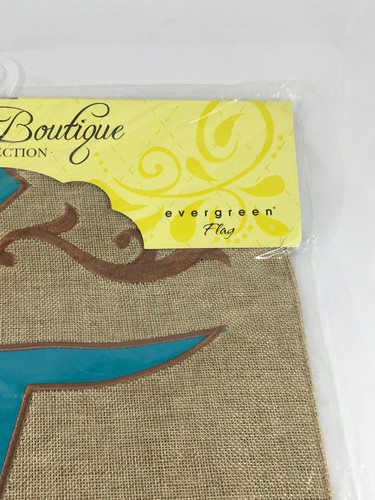 NEW Evergreen Burlap Teal Monogram 