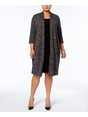CONNECTED APPAREL Womens 3/4 Sleeve Jewel Neck Above The Knee Shift Dress Plus
