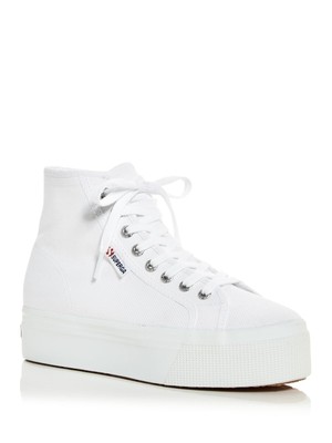 Женские спортивные кроссовки SUPERGA White Comfort Logo 2705 с круглым носком на платформе 9